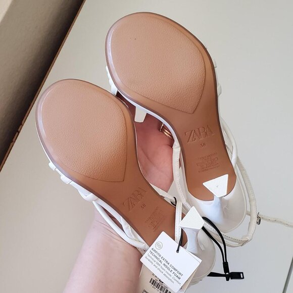 Zara White Strappy Heels in White size 38 EU/ 7.5-8 US - Picture 6 of 6